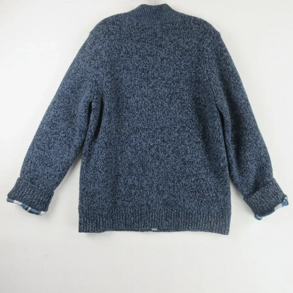 L.L. Bean Sweater Jacket Size M Zippered Flannel Lined - Picture 2 of 10